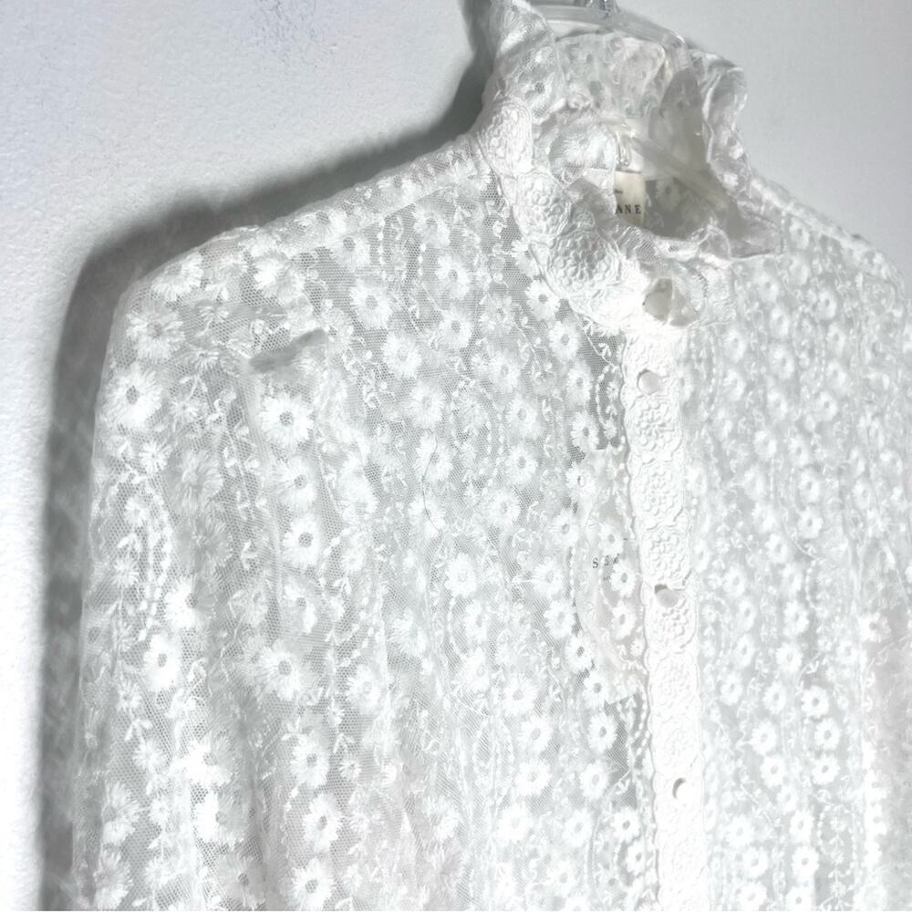 NEW Sezane Chemise Cathy  Broderie Button Front Top Sz 34 US XS/2 - Picture 5 of 9